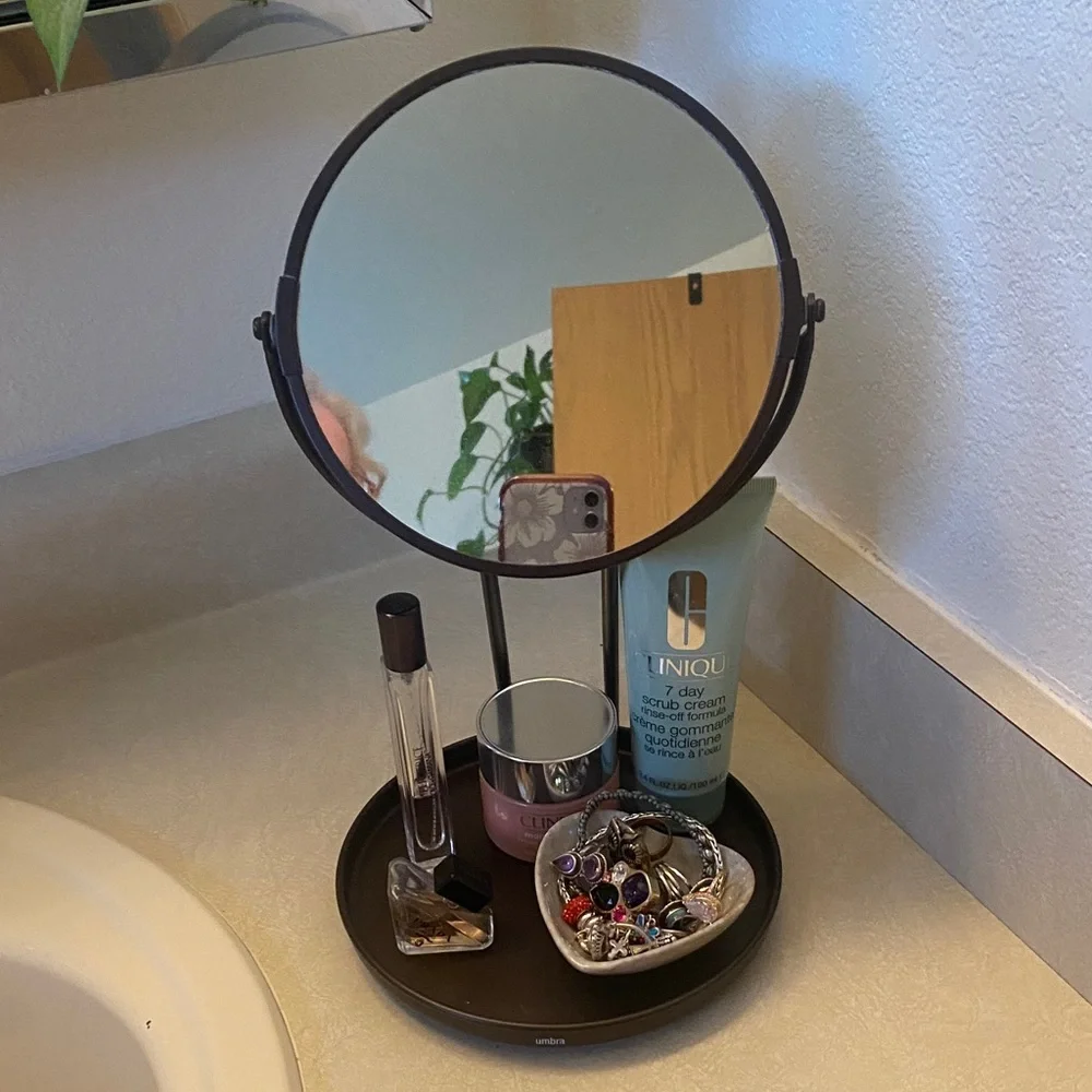 Umbra Bronze Vanity Mirror Magnifying Double Sided Metal
